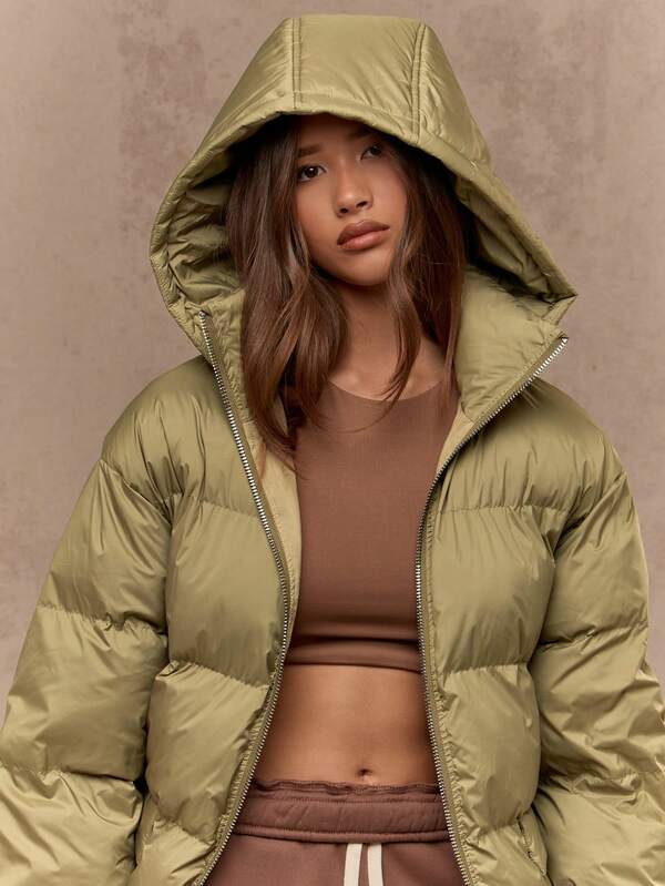 Missguided MISSGUIDED Longline Quilted Puffer Hooded Insulated Winter Coat