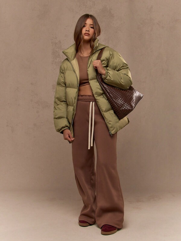 Missguided MISSGUIDED Longline Quilted Puffer Hooded Insulated Winter Coat