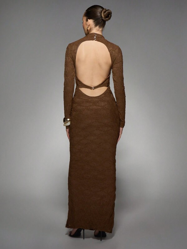 Missguided MISSGUIDED Luxury Long Sleeve Bodycon High Neck Maxi Dress