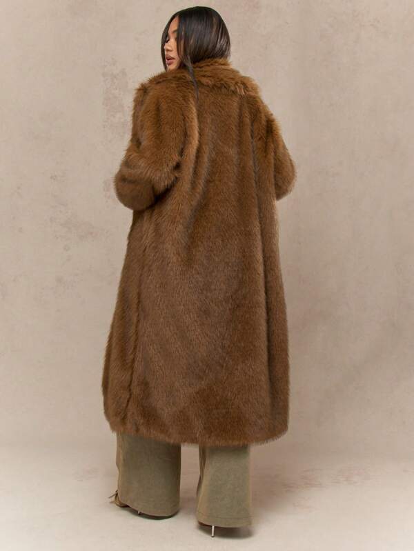 Missguided MISSGUIDED Luxury Plush Teddy Bear Faux Fur Coat