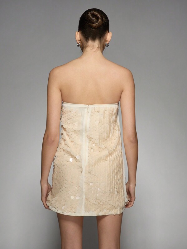 Missguided MISSGUIDED Luxury Sequin Bandeau Strapless Mini Dress