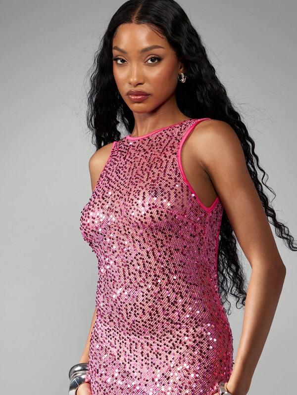 Missguided MISSGUIDED Luxury Sequin Sleeveless Backless Bodycon Maxi Dress
