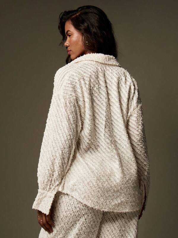 Missguided MISSGUIDED Luxury Textured Oversized Button-Down Blouse