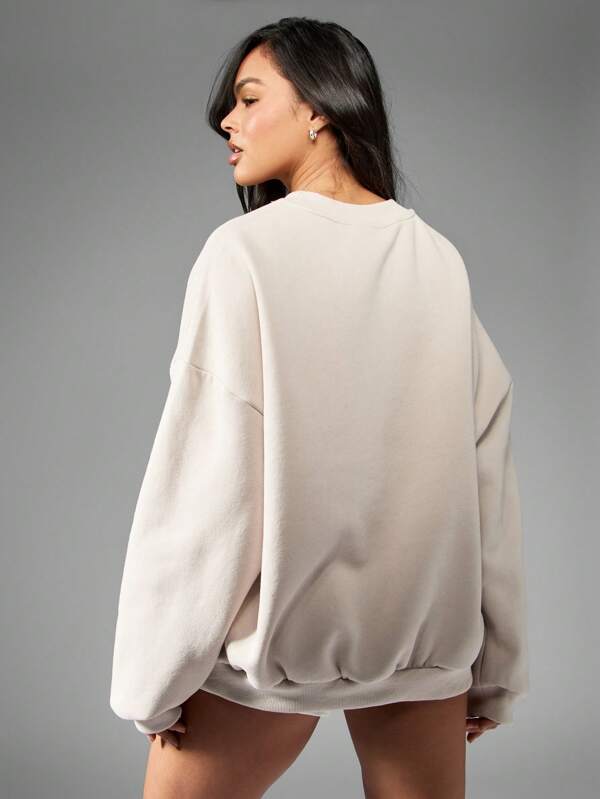 Missguided MISSGUIDED Manhattan NYC Varsity Collegiate Oversized Pullover Sweatshirt