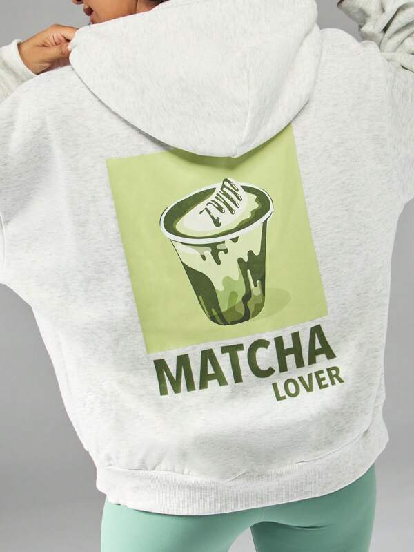 missguided MISSGUIDED Matcha Lover Graphic Hoodie With Centre Pocket