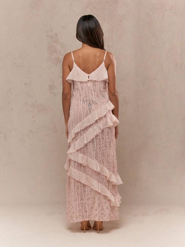 Missguided MISSGUIDED Maxi Dress With Spiral Ruffles And Chiffon Overlay
