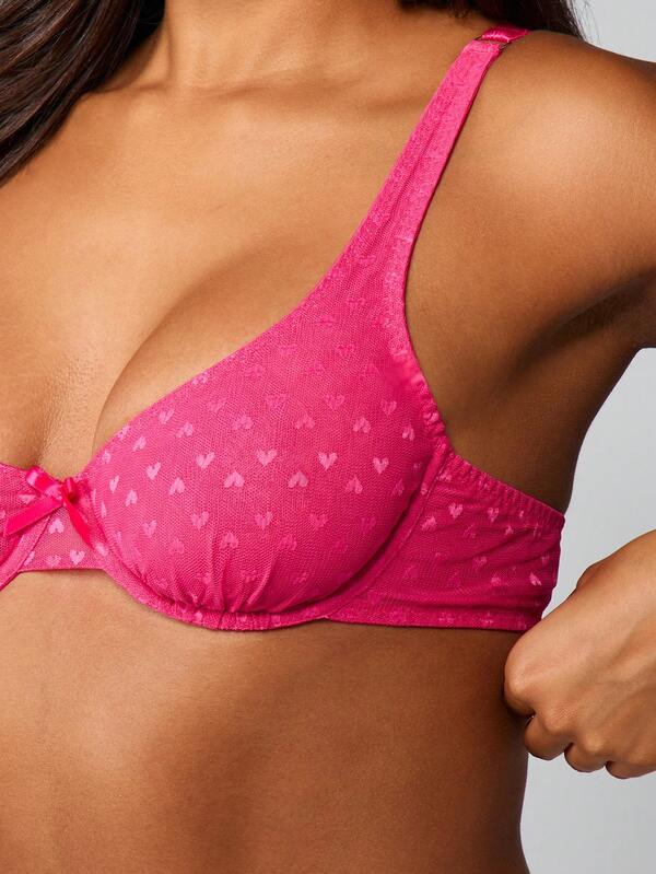 Missguided MISSGUIDED Mesh Heart Print Bralette With Bow