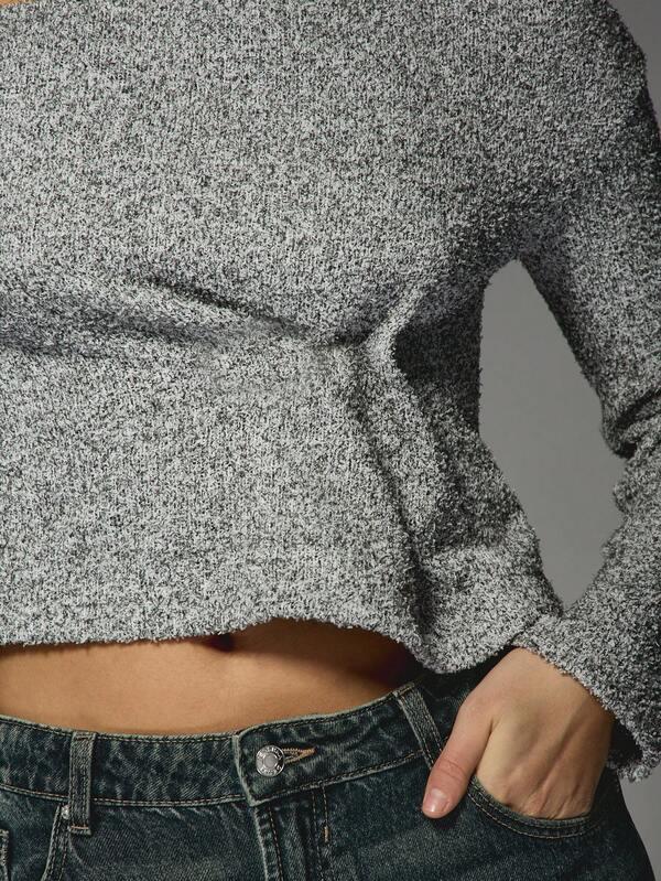Missguided MISSGUIDED Metal Trim Detail Off The Shoulder Long Sleeves Top