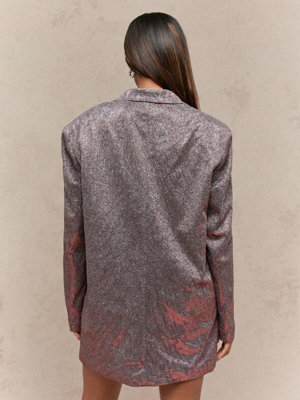 Missguided MISSGUIDED Metallic Blazer Dress With Plunge Neckline And Double Buttons