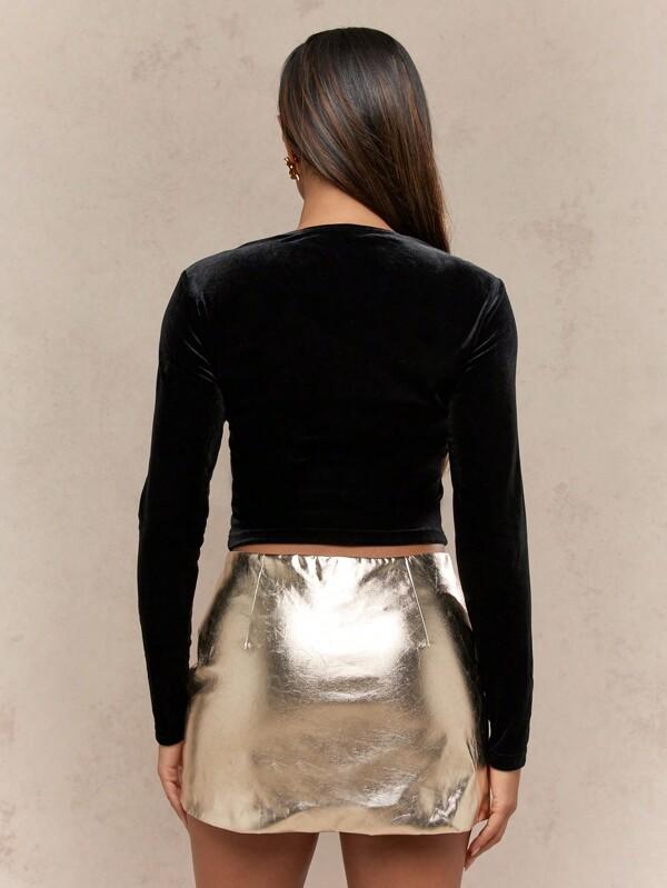 Missguided MISSGUIDED Metallic High Waisted Mini Skirt With Form Fitting Design