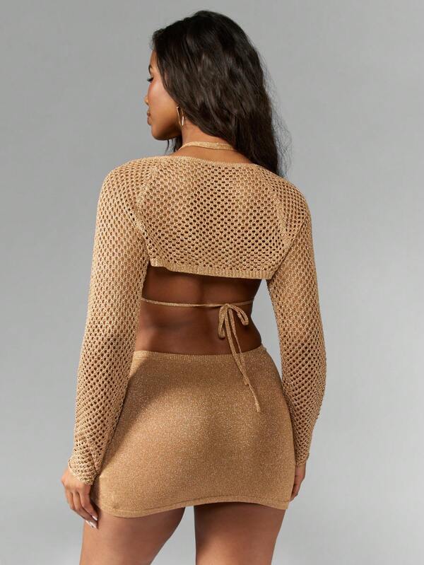 Missguided MISSGUIDED Metallic Sparkling Long Sleeve Cardigan