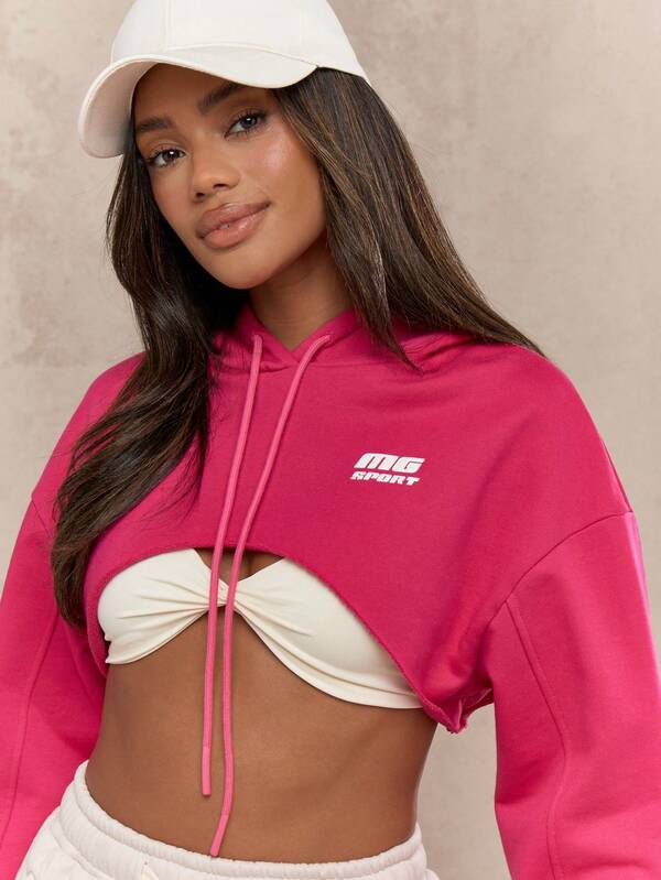 Missguided MISSGUIDED MG Sport Classic Ultra Cropped Athleisure Hoodie Sweatshirt