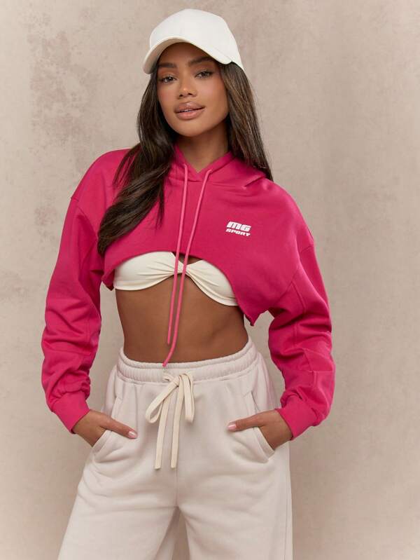 missguided MISSGUIDED MG Sport Classic Ultra Cropped Athleisure Hoodie Sweatshirt