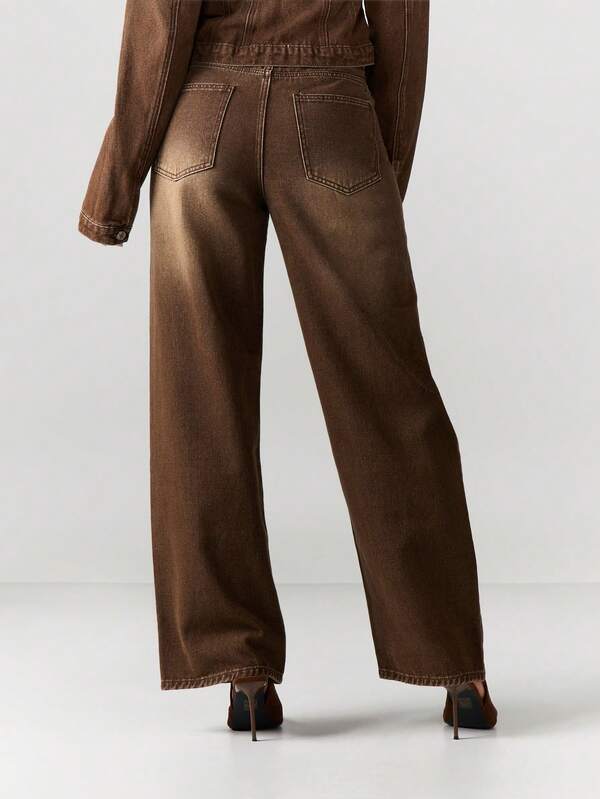 Missguided MISSGUIDED Mid Rise Straight Leg Denim Jeans