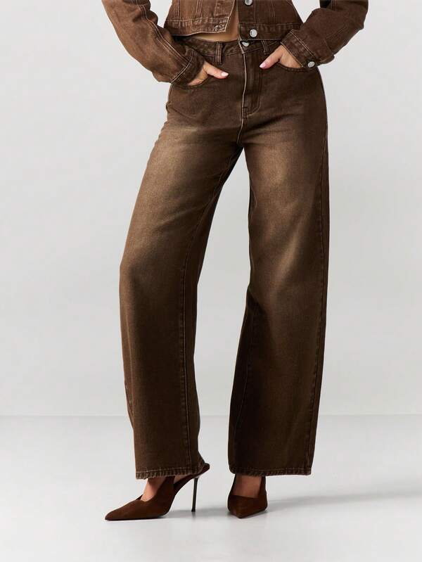 Missguided MISSGUIDED Mid Rise Straight Leg Denim Jeans