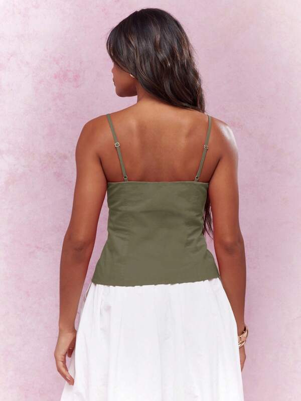 Missguided MISSGUIDED Milkmaid Corset Style Button Down Sleeveless Cami Top