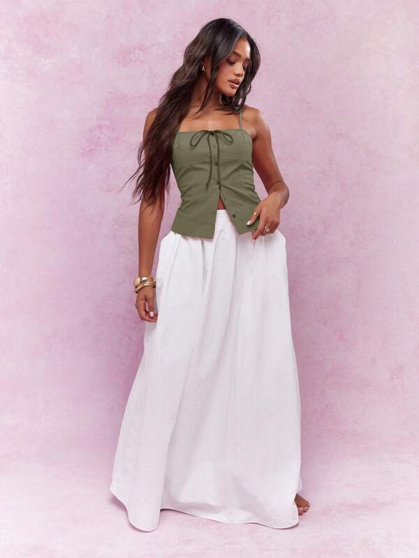 Missguided MISSGUIDED Milkmaid Corset Style Button Down Sleeveless Cami Top