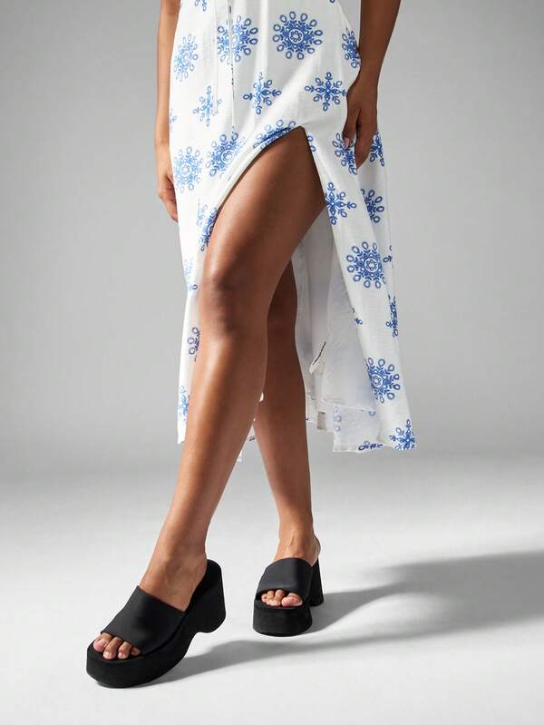 Missguided MISSGUIDED Milkmaid Sweetheart Neckline Puff Sleeve Midi Dress
