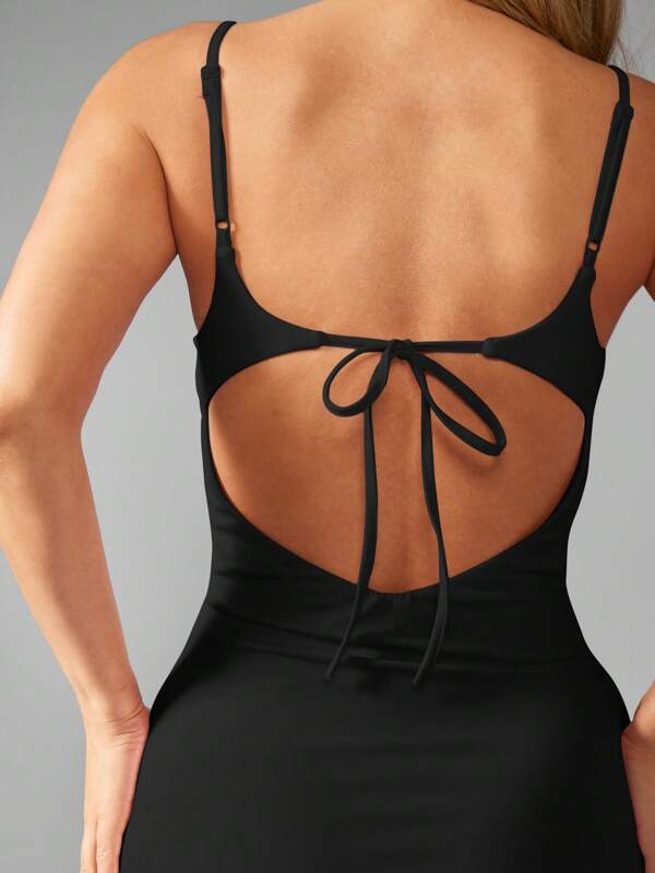 Missguided MISSGUIDED Mini Dress With Built In Shorts Backless Split Spaghetti Strap Bodycon