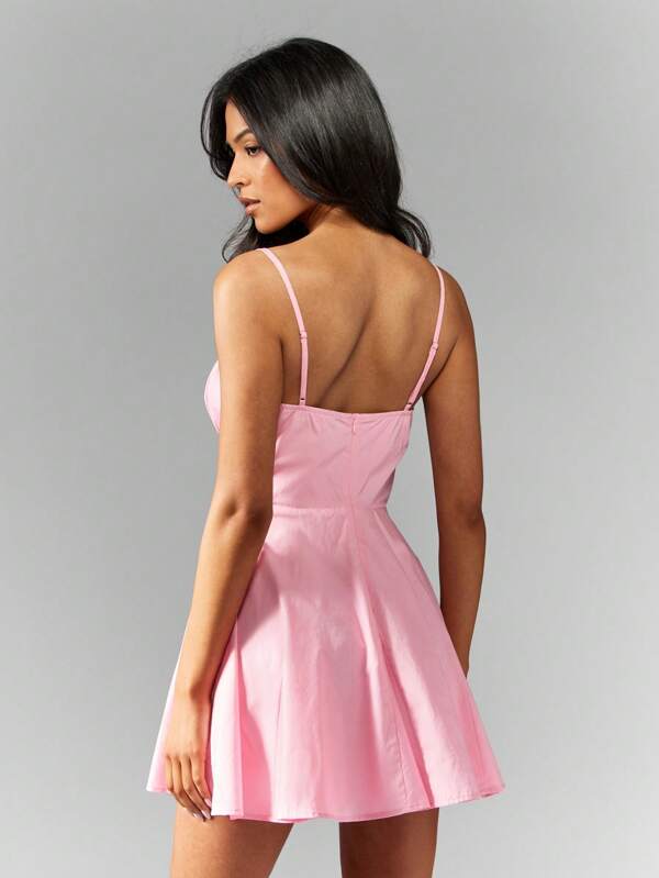 Missguided MISSGUIDED Mini Dress With Bustier Ruched Bodice Flared Skirt