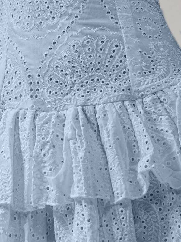 Missguided MISSGUIDED Mini Dress With Eyelet Lace And Tiered Ruffle Skirt