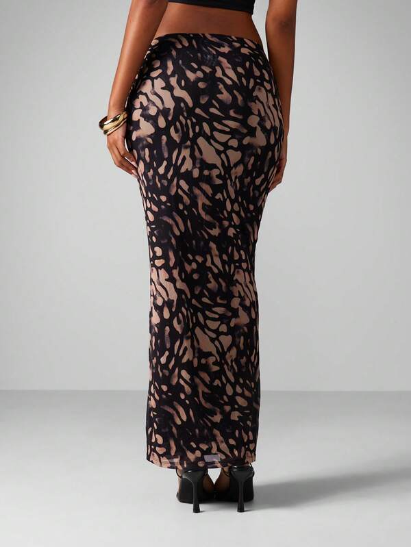 Missguided MISSGUIDED Animal Print Mesh Maxi Skirt