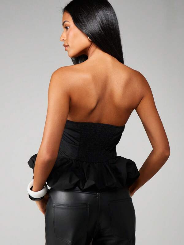 Missguided MISSGUIDED Bandeau Top With Ruffled Hem
