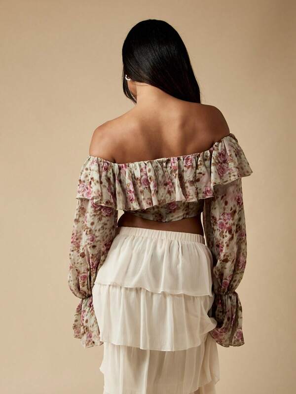 Missguided MISSGUIDED Boho Floral Corset Crop Top