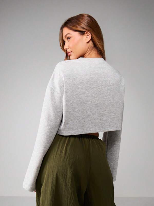 Missguided MISSGUIDED Boxy Cropped Long Sleeve Top