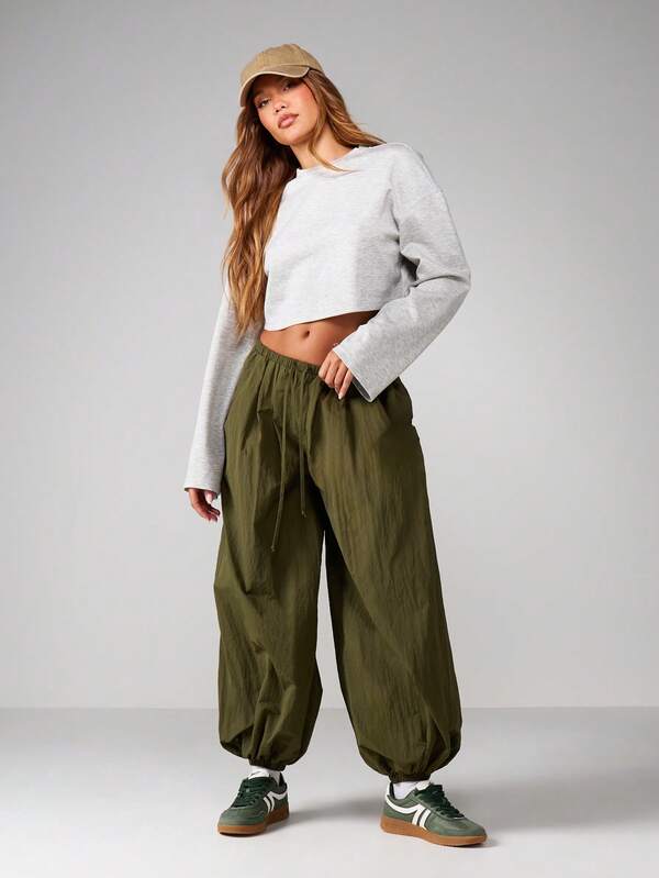 Missguided MISSGUIDED Boxy Cropped Long Sleeve Top