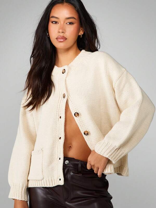 missguided MISSGUIDED Button Up Knit Cardigan