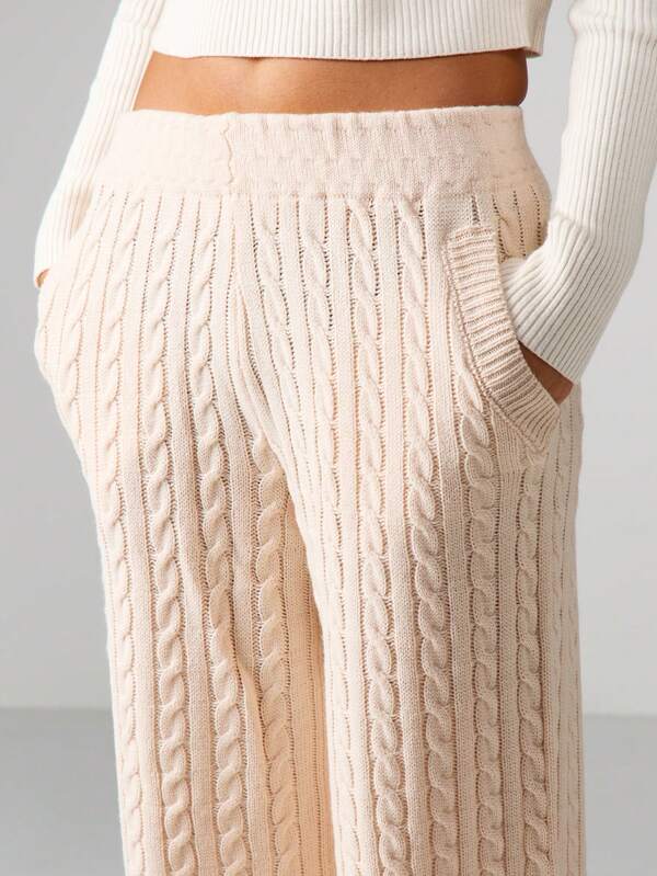 Missguided MISSGUIDED Cable Knit Wide Leg Joggers