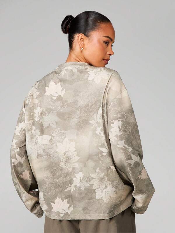 Missguided MISSGUIDED Camo Floral Long Sleeve Top