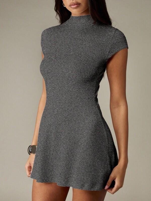 Missguided MISSGUIDED Crew Neck Ribbed Mini Dress