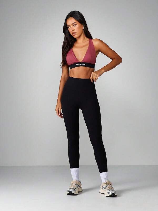 Missguided MISSGUIDED Deep V Cross Back Sports Bra