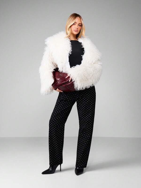 Missguided MISSGUIDED Faux Fur Open Front Coat