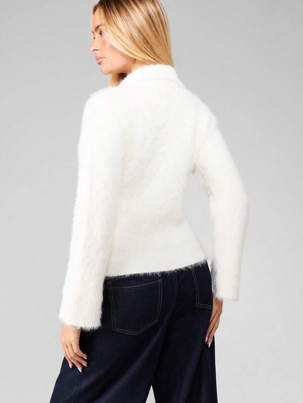 Missguided MISSGUIDED Fluffy Open Front Cardigan