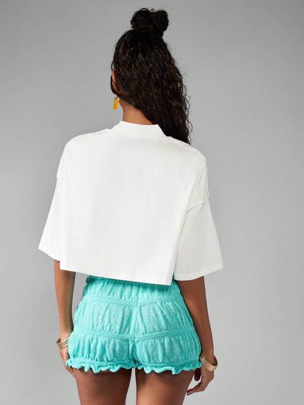 Missguided MISSGUIDED Greek Evil Eye Crop T-Shirt