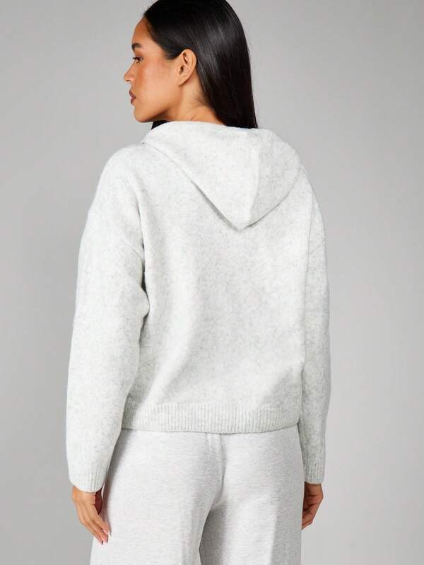 Missguided MISSGUIDED Hooded Zip Up Knit Cardigan