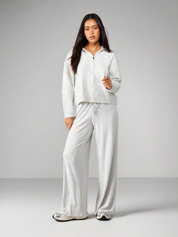 Missguided MISSGUIDED Hooded Zip Up Knit Cardigan