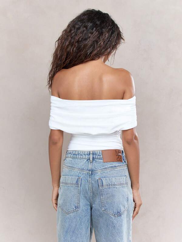 Missguided MISSGUIDED Jersey Asymmetric Bardot Top