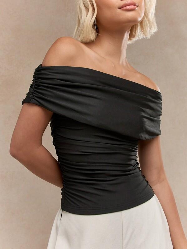 Missguided MISSGUIDED Jersey Ruched Bardot Top