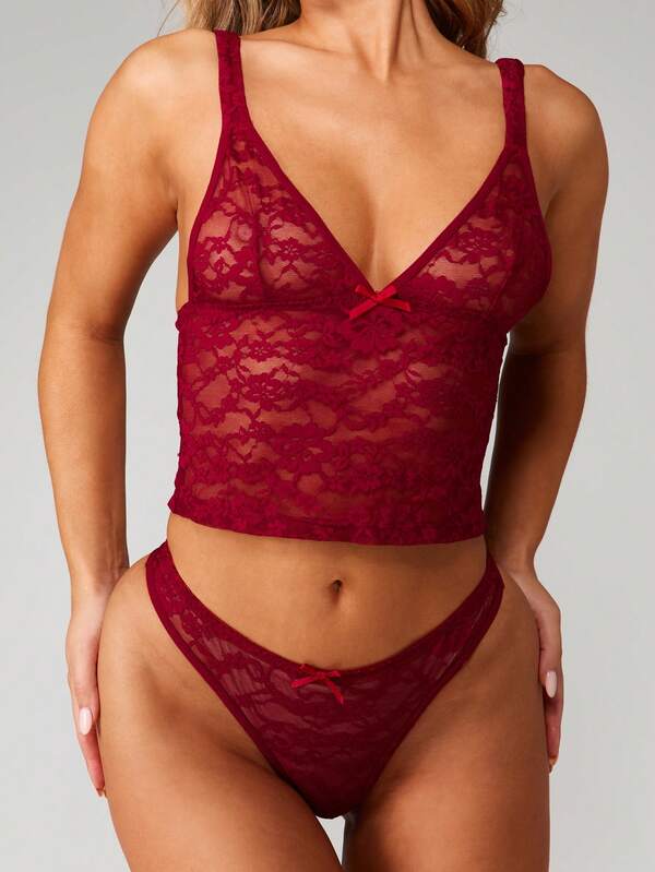 Missguided MISSGUIDED Lace Thong With Satin Bow
