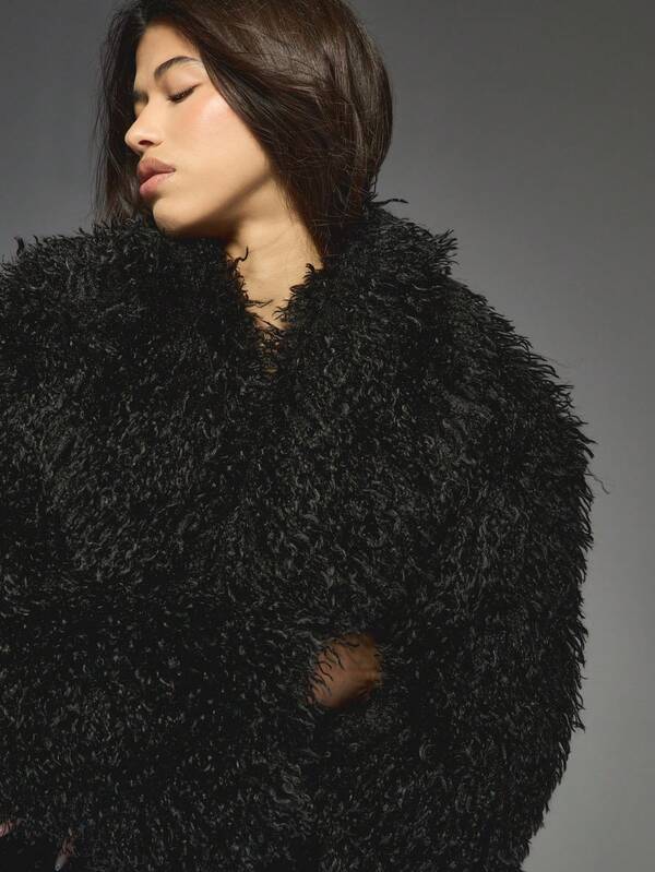 Missguided MISSGUIDED Long Shaggy Faux Fur Coat