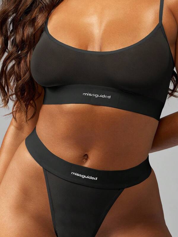 missguided MISSGUIDED Mesh Scoop Neck Bralette