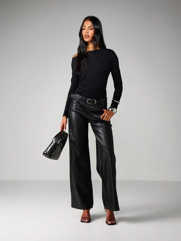 Missguided MISSGUIDED Off Shoulder Long Sleeve Top