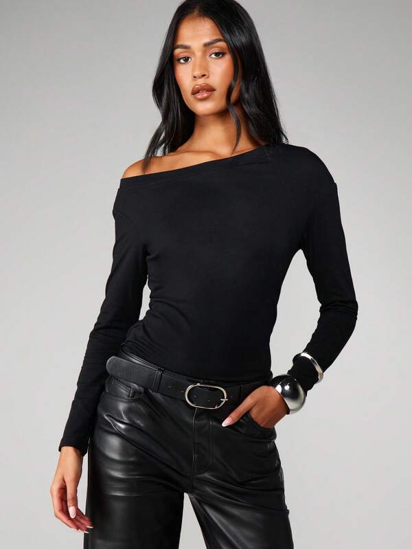 missguided MISSGUIDED Off Shoulder Long Sleeve Top