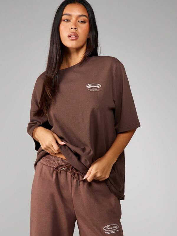 missguided MISSGUIDED Oversized Logo Print T Shirt