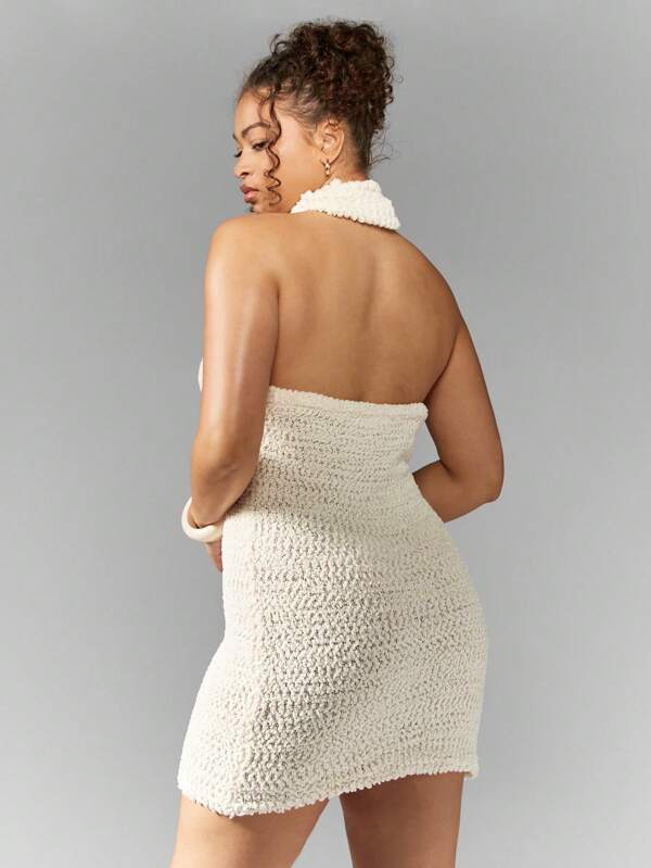 Missguided MISSGUIDED MISSGUIDED PLUS Crochet Knit Turtle Neck Textured Racer Bodycon Mini Dress