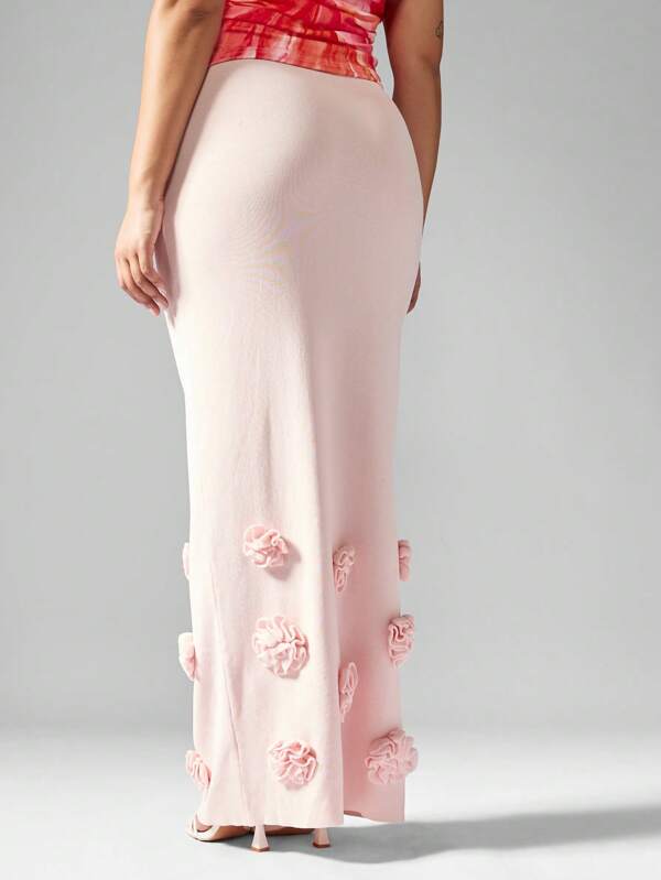 Missguided MISSGUIDED MISSGUIDED PLUS Floral Embellished Maxi High Waist Plus Size Sweater Skirt